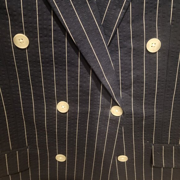 Paul Frederick Men Cotton Stretch Pinstripe Seersucker Suit Jacket Size 42 Long - Picture 7 of 13